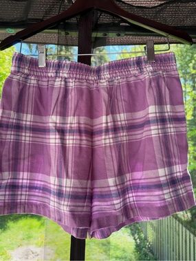NOBO Purple Plaid Elastic-Waist Women's Pajama Shorts